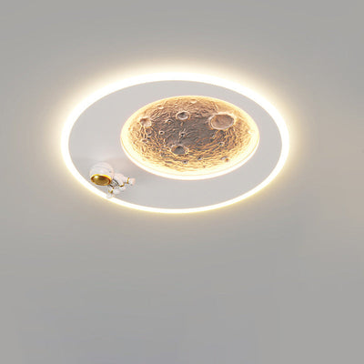 Contemporary Creative Resin Moon Astronaut Acrylic Cloud Shape LED Kids Flush Mount Ceiling Light For Living Room