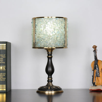 Modern Transitional Crystal Stone Shade Full Copper Base 1-Light Table Lamp For Study