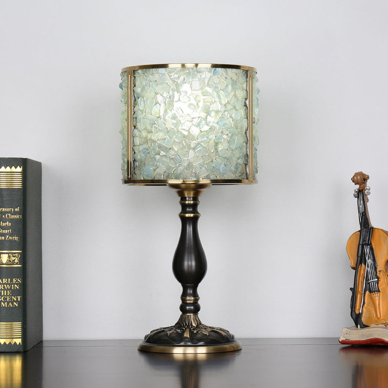 Modern Transitional Crystal Stone Shade Full Copper Base 1-Light Table Lamp For Study