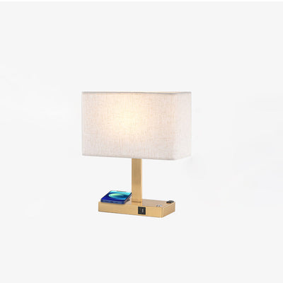 Modern Minimalist Rectangular Cloth Iron 1-Light Table Lamp For Living Room