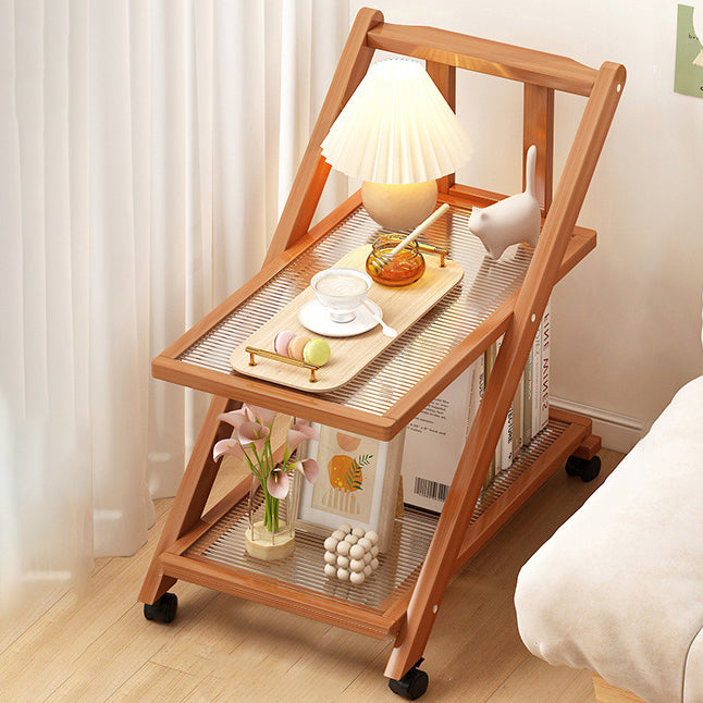 Modern Minimalist Square Wood Plastic Rattan Acrylic End Table Wheels For Living Room