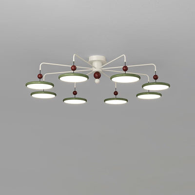 Contemporary Scandinavian Iron Frame Acrylic Flying Saucer LED Semi-Flush Mount Ceiling Light For Living Room