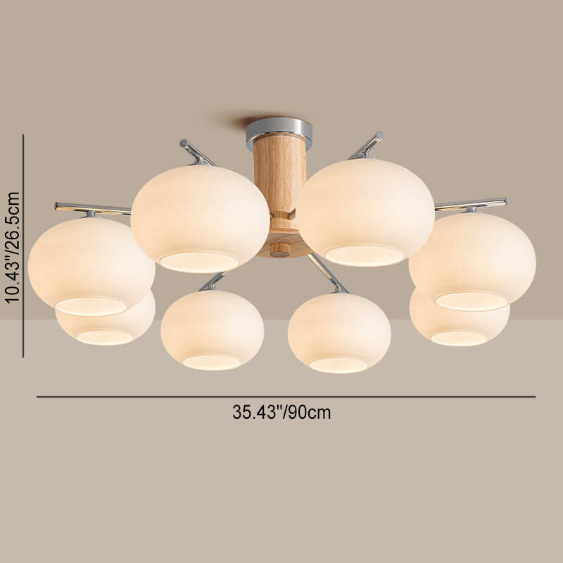 Modern Simplicity Wood Hardware Glass Stripes 3/5/6/8-Light Chandelier For Living Room