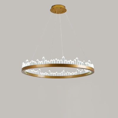 Modern Minimalist Round Crystal Hardware LED Pendant Light For Bedroom