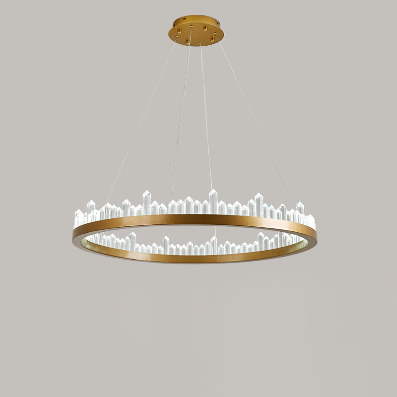 Modern Minimalist Round Crystal Hardware LED Pendant Light For Bedroom