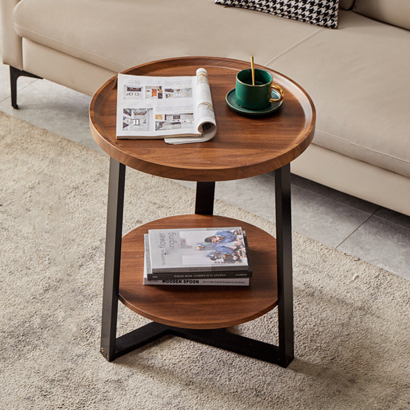 Contemporary Nordic Round Iron Plate Coffee Table 2-Tier For Living Room