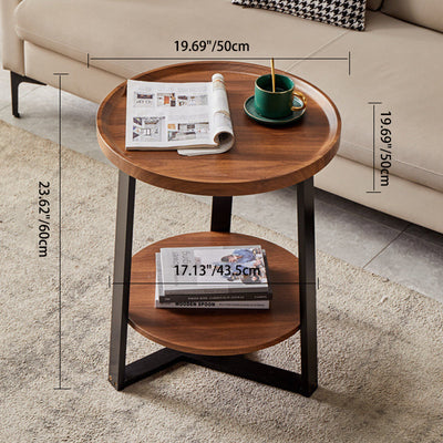 Contemporary Nordic Round Iron Plate Coffee Table 2-Tier For Living Room