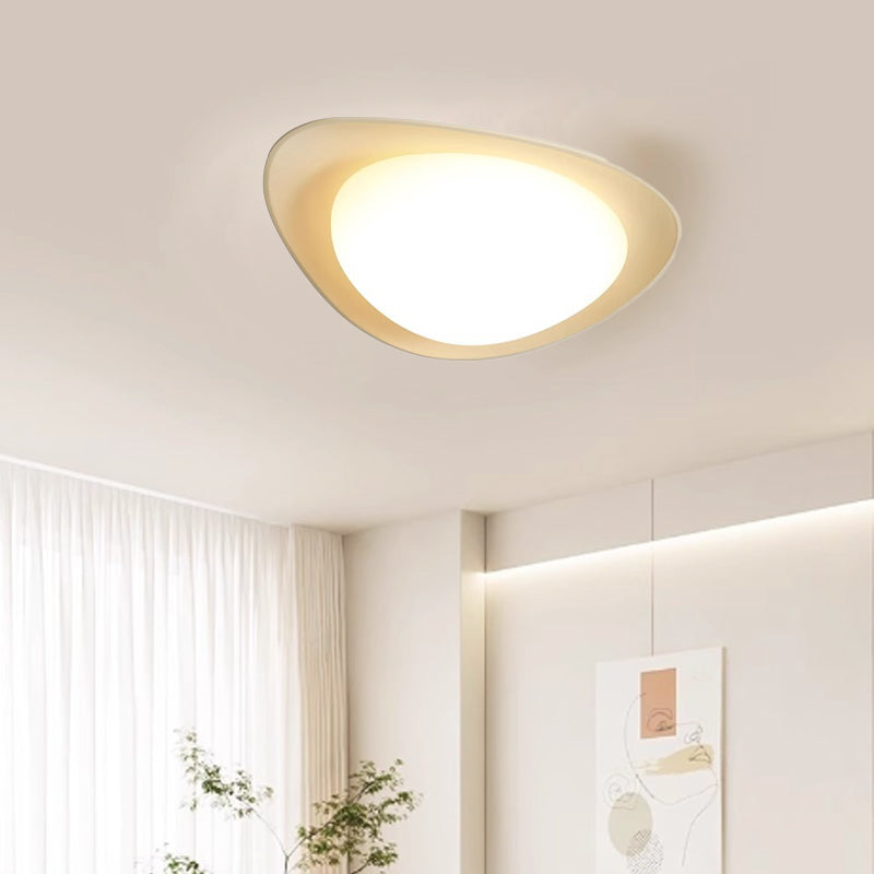 Modern Minimalist Cobblestone Elliptical Resin PE LED Flush Mount Ceiling Light For Bedroom