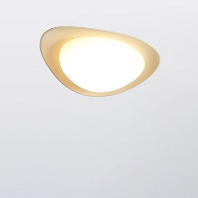 Modern Minimalist Cobblestone Elliptical Resin PE LED Flush Mount Ceiling Light For Bedroom