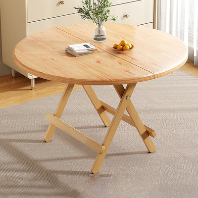 Contemporary Scandinavian Round Table Top Solid Wood Dining Table For 4 Seats