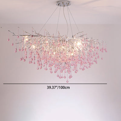 Modern Luxury Crystal Glass Aluminum Branch Water Drop 6/8/10/14 Chandeliers For Dining Room