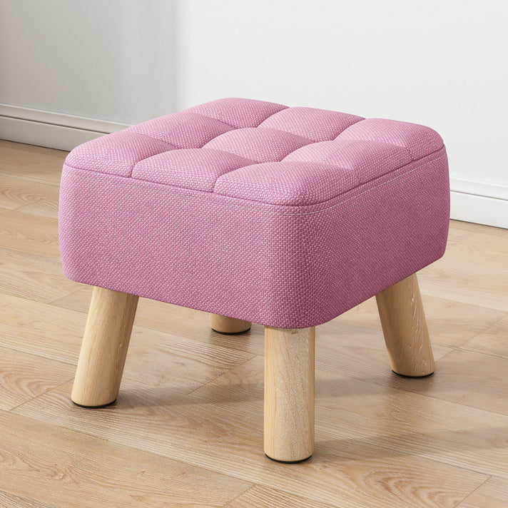 Modern Minimalist Square Fabric Solid Wood Low Stool For Living Room