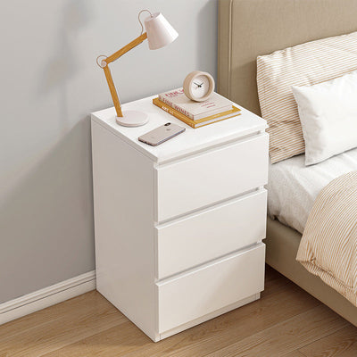 Modern Minimalist Rectangular Density Panel Nightstand 2/3 Drawer For Bedroom