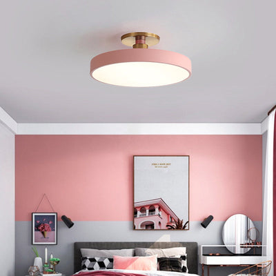 Contemporary Scandinavian Metal Acrylic Round LED Semi-Flush Mount Ceiling Light For Hallway