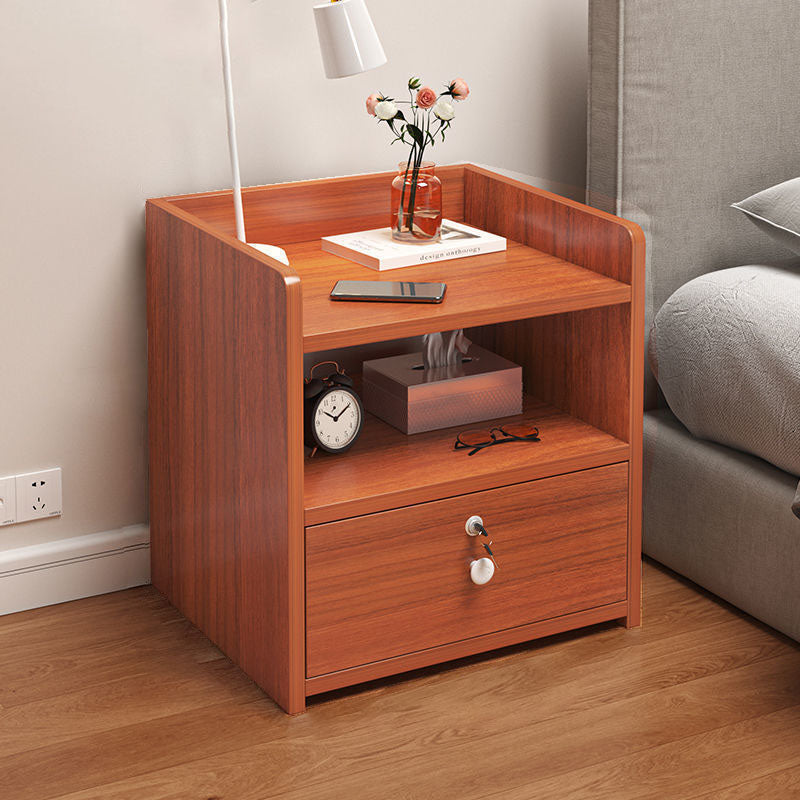 Modern Minimalist Rectangular Desktop Density Board Nightstand 1/2/3-Drawer For Bedroom