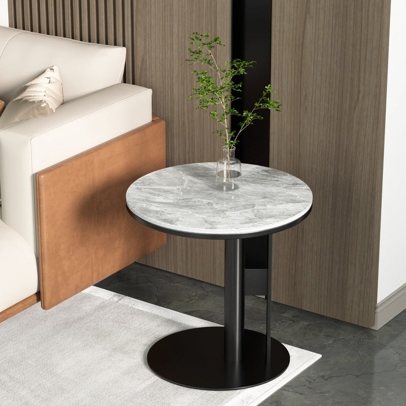 Contemporary Nordic Geometric Circle Rock Board Side Table For Living Room