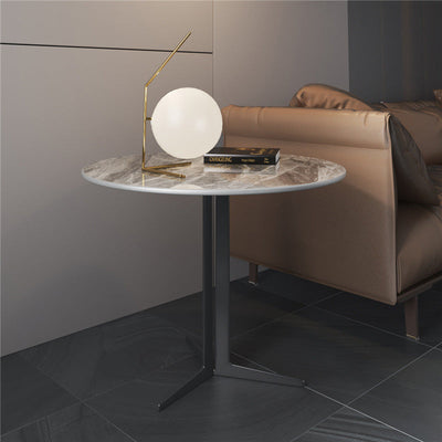 Contemporary Scandinavian Round Aluminum Slate Coffee Table For Living Room