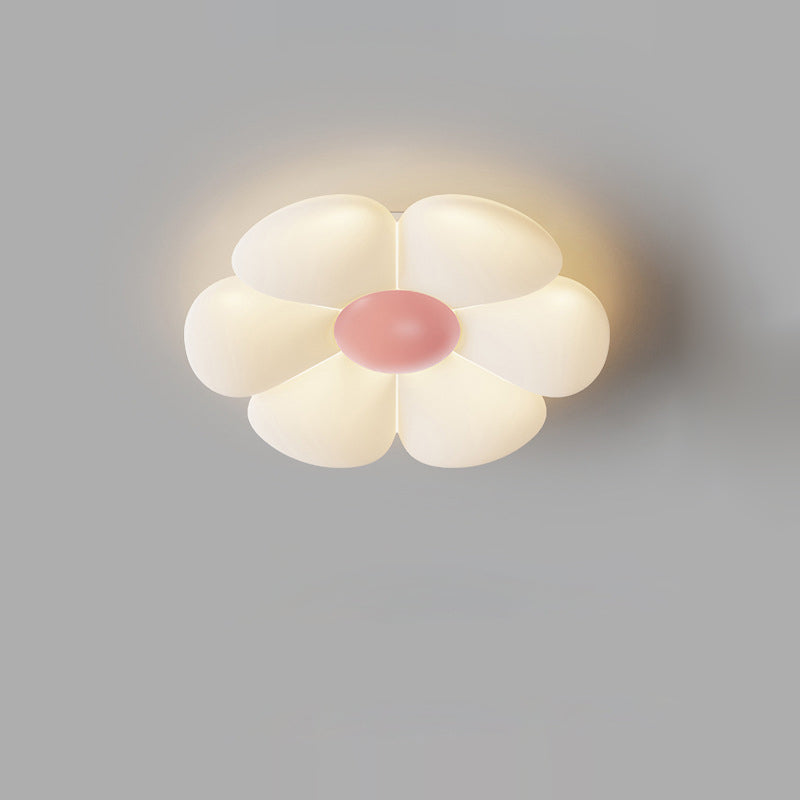 Contemporary Creative Daisy Flower PE Iron LED Flush Mount Ceiling Light For Bedroom