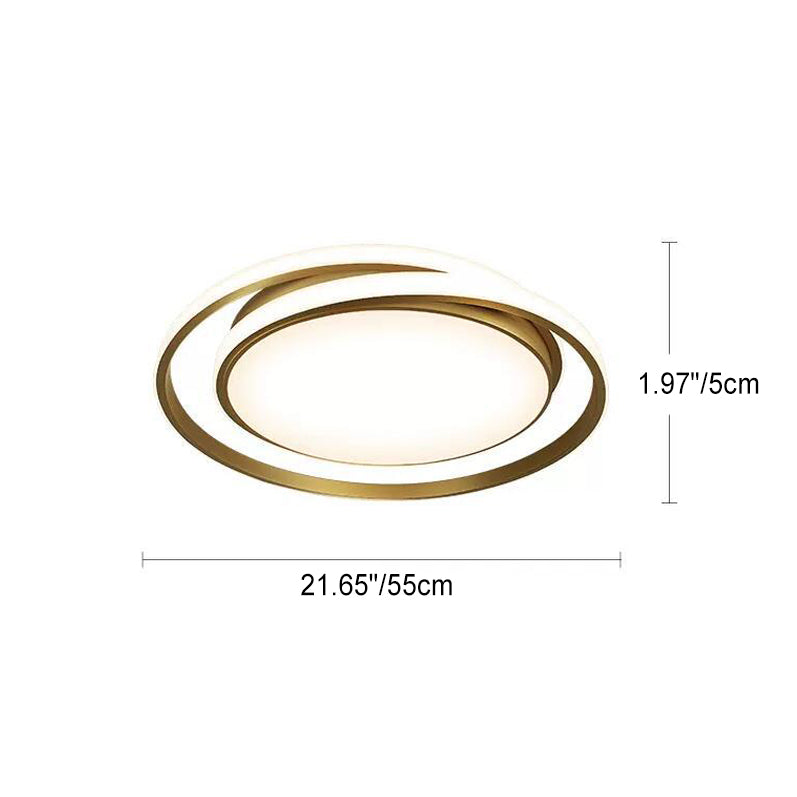 Modern Minimalist Round Circle Full Copper Acrylic LED Flush Mount Ceiling Light For Bedroom