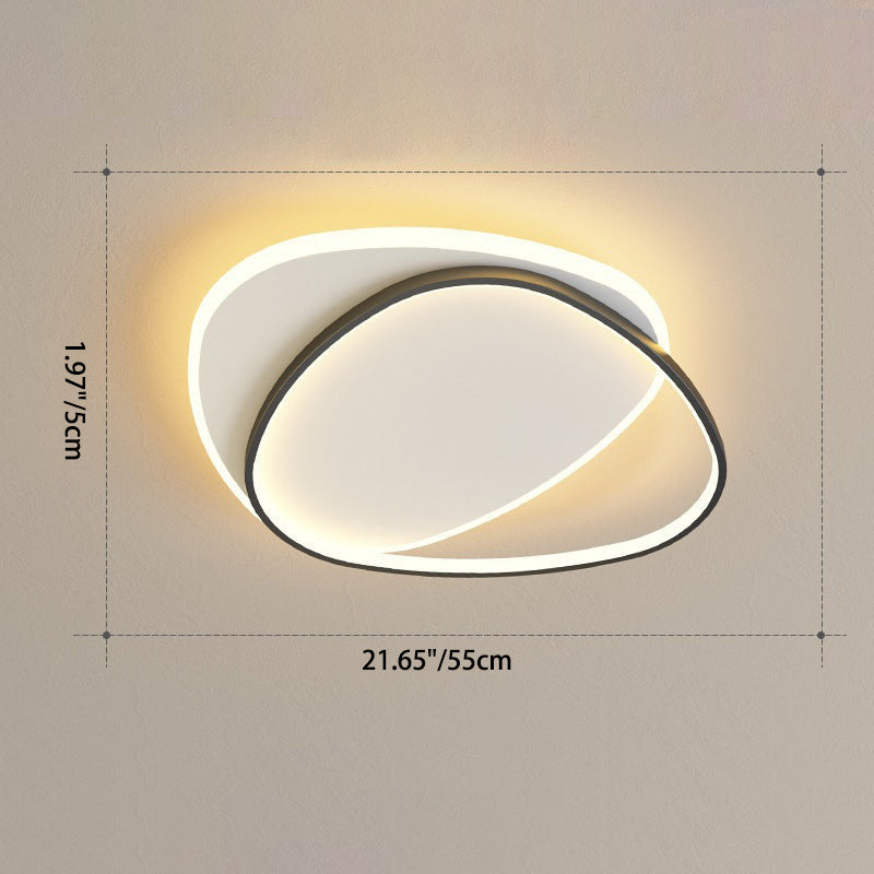 Modern Minimalist Triangle Oval Acrylic Iron LED Flush Mount Ceiling Light For Living Room