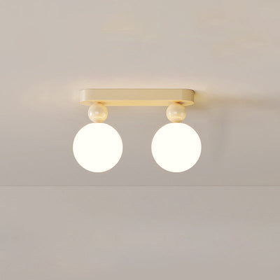 Modern Minimalist Rectangular Round Ball Lunar Iron Resin 1/2/3 Light Semi-Flush Mount Ceiling Light For Hallway