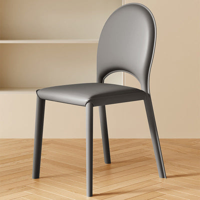 Contemporary Nordic Square Oval Leather Carbon Steel Dining Chair Backrest For Dining Room