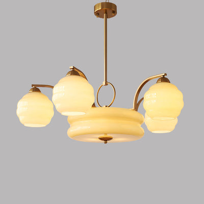 Modern Mid-Century Branch Curved Rod Round Orb Iron Glass 4/6/8 Light Chandelier For Living Room