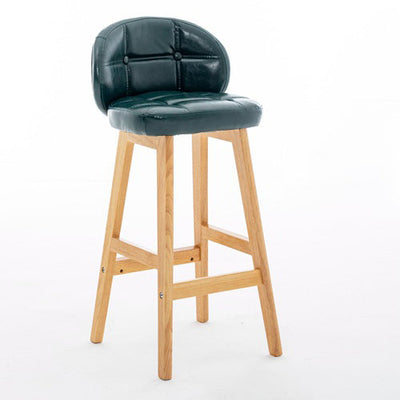 Modern Minimalist Square Wood Leather Foam Bar Stool With Four Legs Backrest For Dining Room