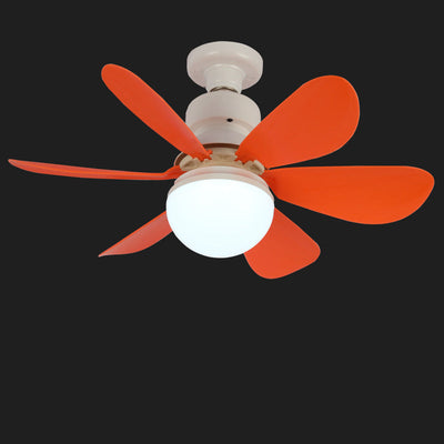 Contemporary Creative PC ABS Nylon Acrylic Flower LED Semi-Flush Mount Ceiling Fan Light For Living Room