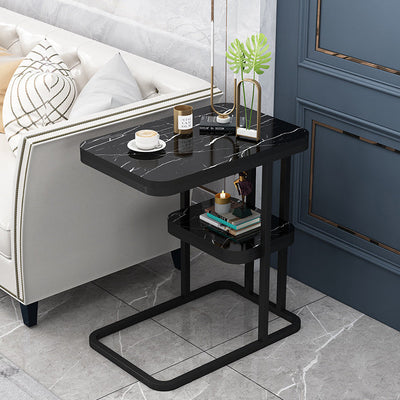 Modern Minimalist Square Metal Artificial Panel End Table For Living Room