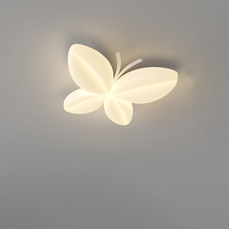 Modern Art Deco Butterfly Design Iron PE LED Flush Mount Ceiling Light For Bedroom