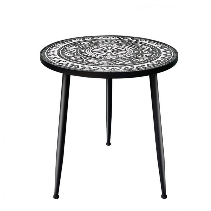 Contemporary Simplicity Pattern Wood Iron Round Coffee Table For Living Room