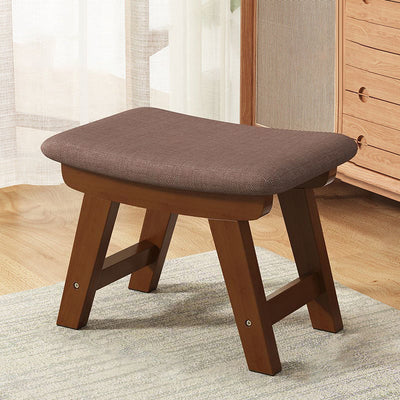 Modern Minimalist Square Cushion Solid Wood Cotton Linen Shoe Bench Low Stool For Living Room