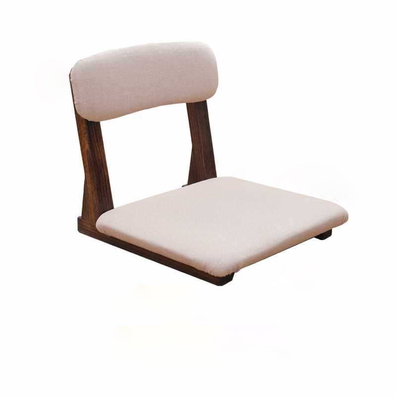 Traditional Japanese Square Paulownia Wood Cotton Linen Chair Tatami Backrest For Entertainment Room