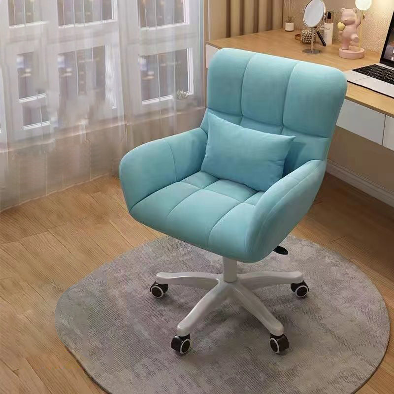 Contemporary Nordic Square Velvet Upholstered Swivel Desk Chair Height Adjustable Backrest Armrest For Home Office