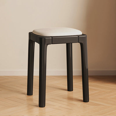 Modern Simplicity Wood Leather Sponge Square Vanity Stool Backless For Bedroom