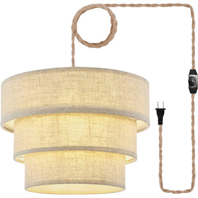 Contemporary Retro Three-Layers Fabric Iron 1-Light Pendant Light For Bedroom