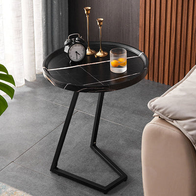 Modern Simplicity Round MDF Iron End Table Movable For Living Room