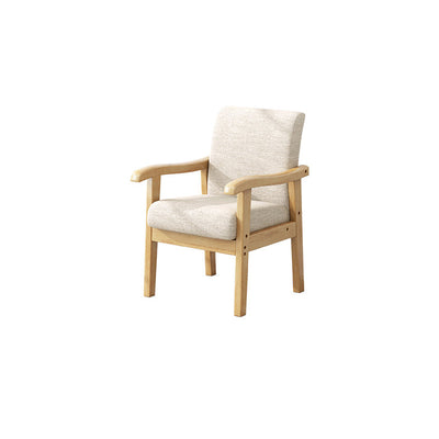 Modern Minimalist Square Upholstered Cotton Linen Fabric Solid Wood Chair For Living Room