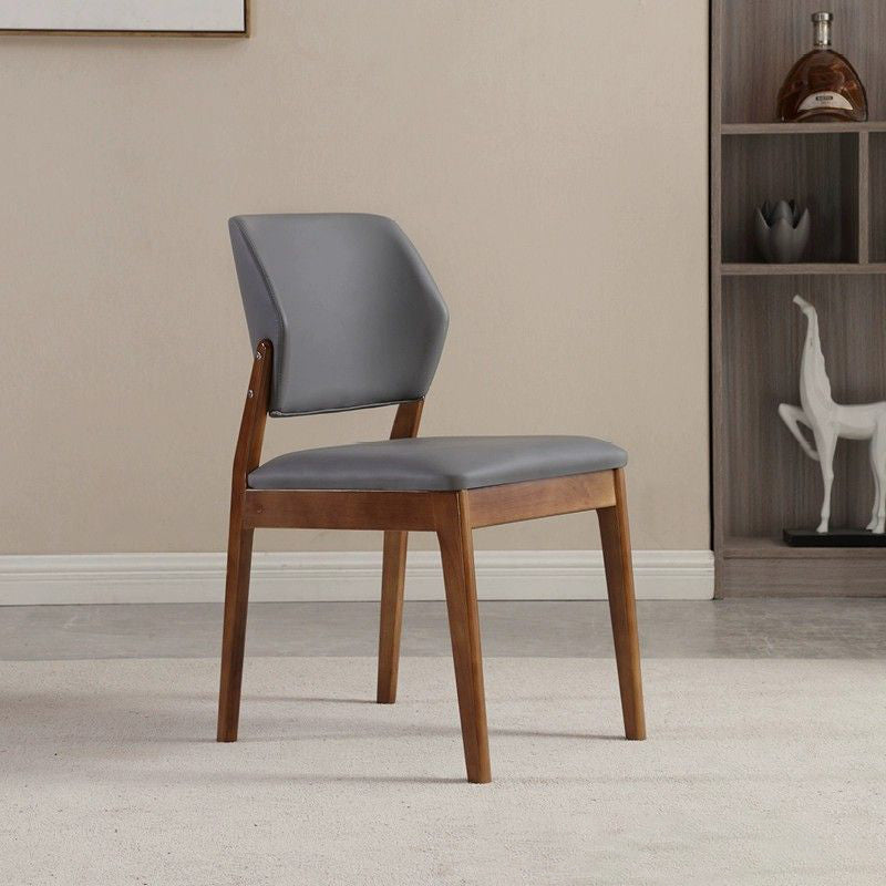 Contemporary Nordic Faux Leather Upholstered Dining Chair Open Back Armless For Dining Room