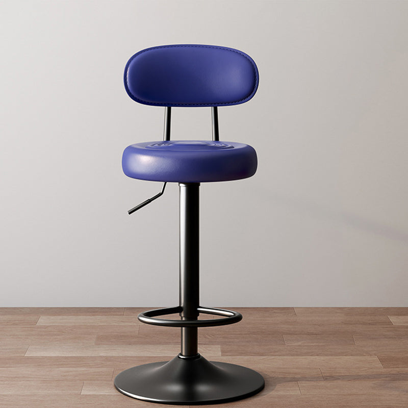 Modern Minimalist Round Upholstered Curved Backrest Leather Metal Bar Stool For Dining Room