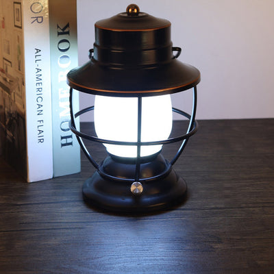 Traditional Farmhouse Waterproof Rechargeable Iron Acrylic Cylinder LED Table Lamp For Entertainment Room