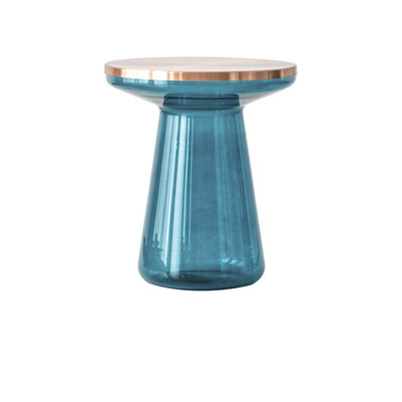 Modern Minimalist Round Cone Hardware Glass Coffee Table For Living Room