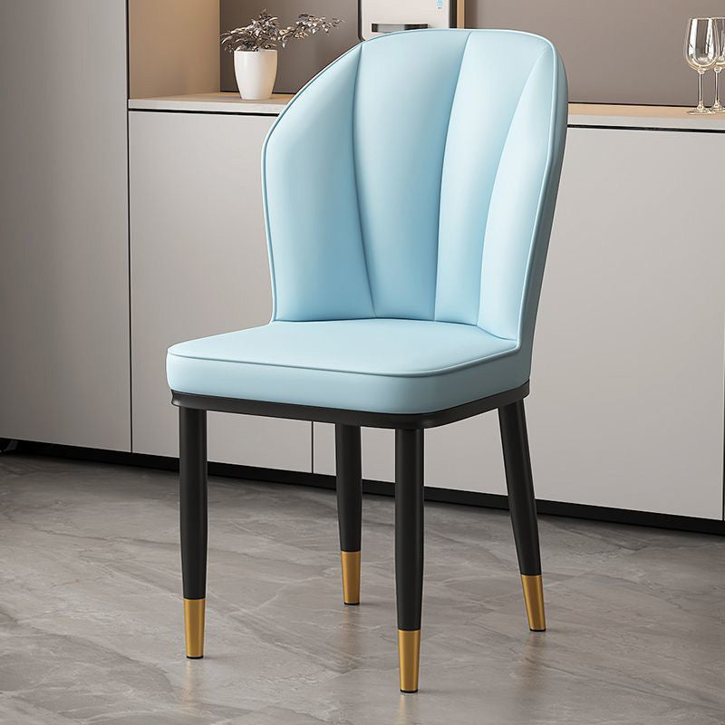 Modern Luxury PU Leather Padded Dining Chair Wing Backrest Armless For Dining Room