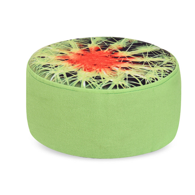 Contemporary Creative Fruit Pattern Round Fabric Pouf Footstool For Living Room