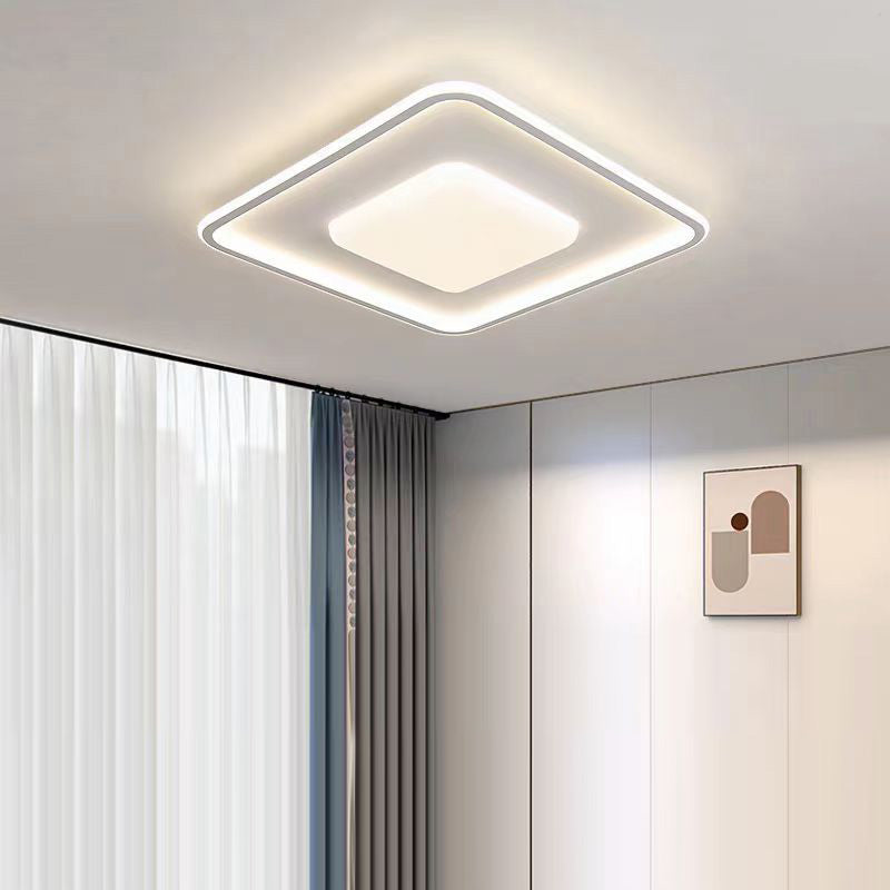 Modern Minimalist Square Acrylic Iron Aluminum Silicone LED Flush Mount Ceiling Light For Bedroom