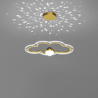 Contemporary Creative Starry Reflection Clouds Acrylic Ring LED Chandelier For Living Room