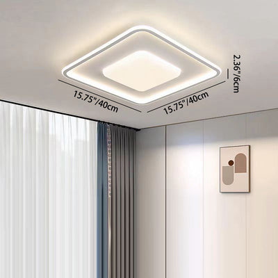 Modern Minimalist Square Acrylic Iron Aluminum Silicone LED Flush Mount Ceiling Light For Bedroom