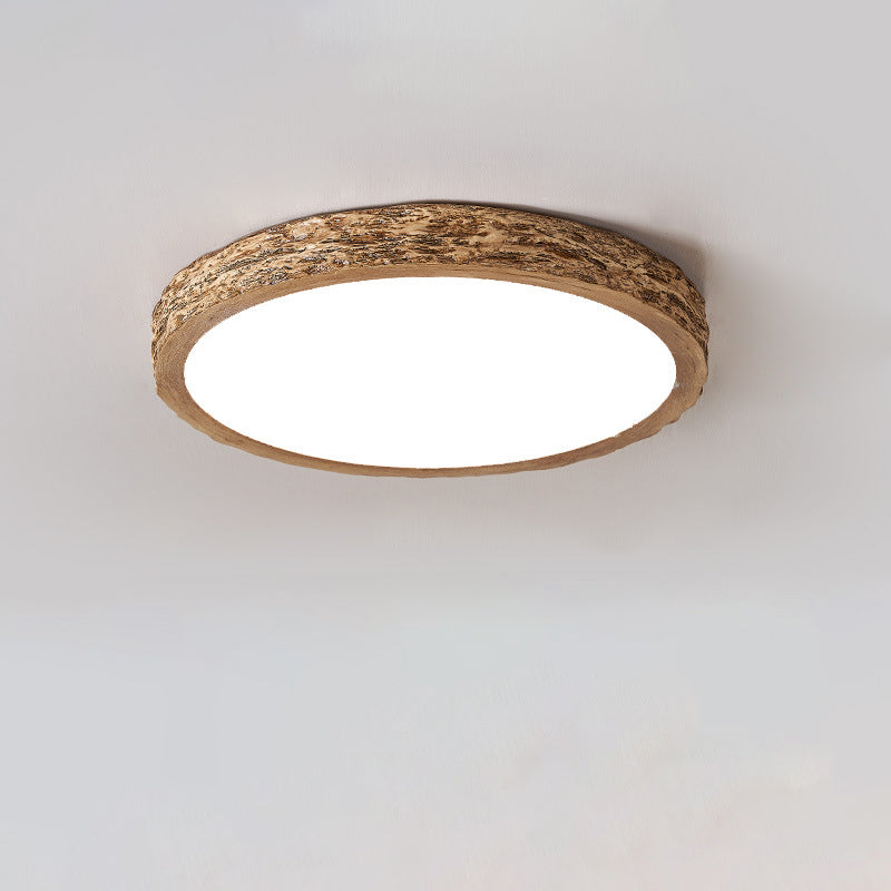 Modern Minimalist Round Stone Grain Resin Iron LED Flush Mount Ceiling Light For Bedroom