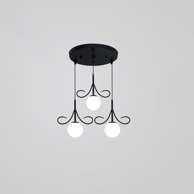 Contemporary Nordic Ball Beard Iron Glass 3 Light Chandeliers Island Light For Dining Room